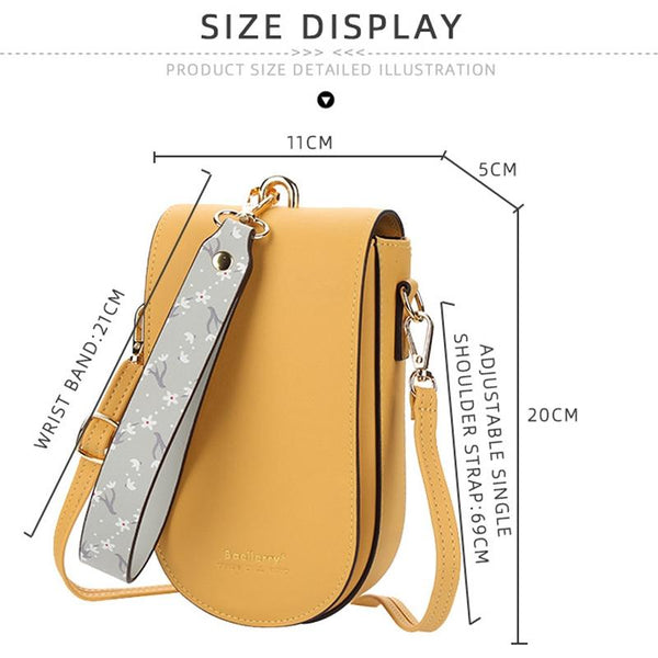 Faux PU Leather Crossbody Shoulder Bag Handbag Mobile Phone Multi Card Black