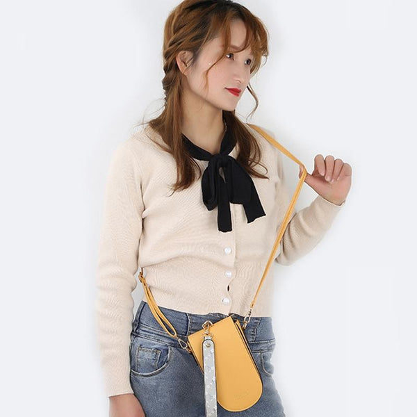 Faux PU Leather Crossbody Shoulder Bag Handbag Mobile Phone Multi Card Black