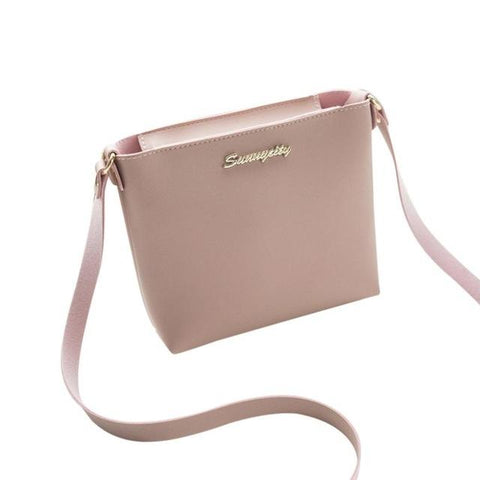 Faux PU Leather Crossbody Messenger Shoulder Bag Zip Pink