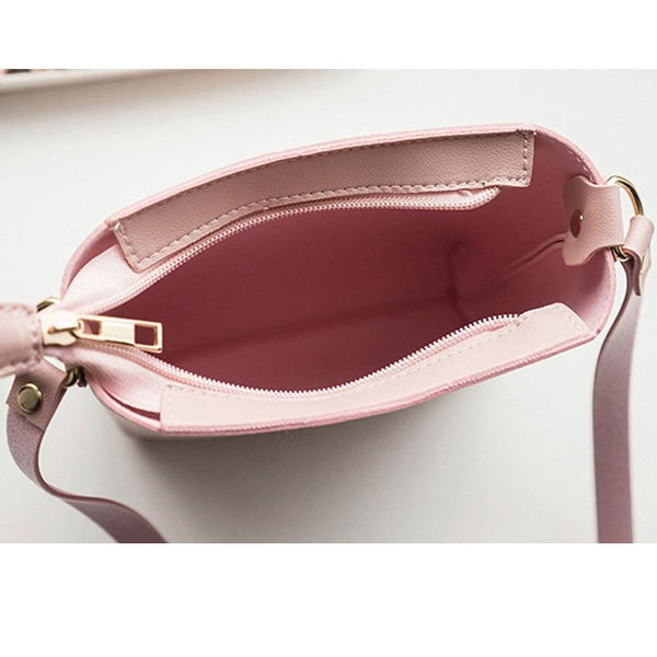 Faux PU Leather Crossbody Messenger Shoulder Bag Zip Pink