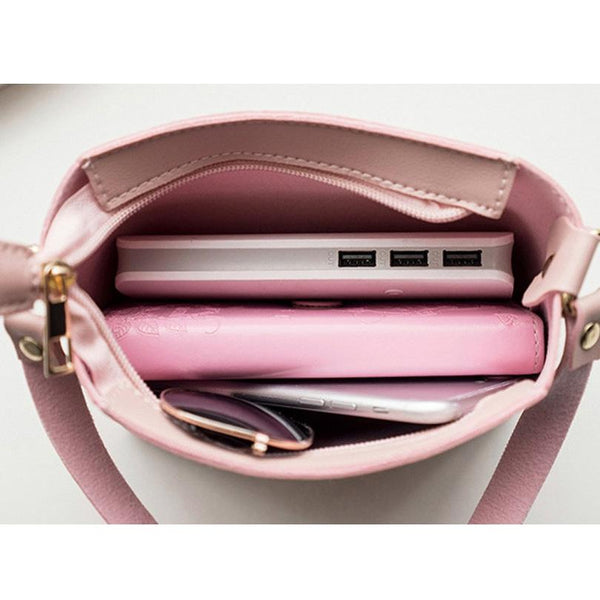 Faux PU Leather Crossbody Messenger Shoulder Bag Zip Pink