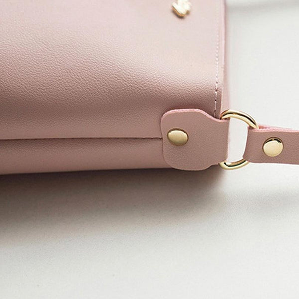 Faux PU Leather Crossbody Messenger Shoulder Bag Zip Pink