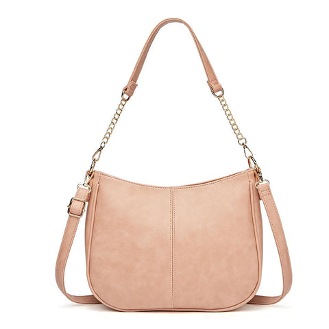 Faux PU Leather Crossbody Shoulder Bag Detachable Strap Pink