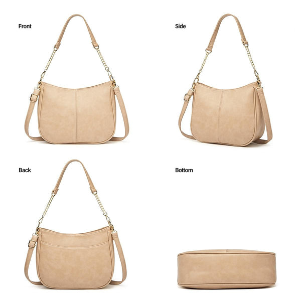 Faux PU Leather Crossbody Shoulder Bag Detachable Strap Pink
