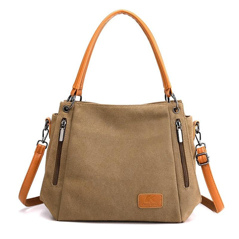 Canvas Crossbody Shoulder Tote Bag Handbag Brown
