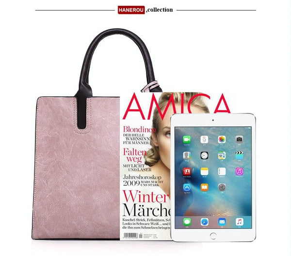 3 Pce Faux PU Leather Tote Crossbody Shoulder Clutch Bag Pouch Red