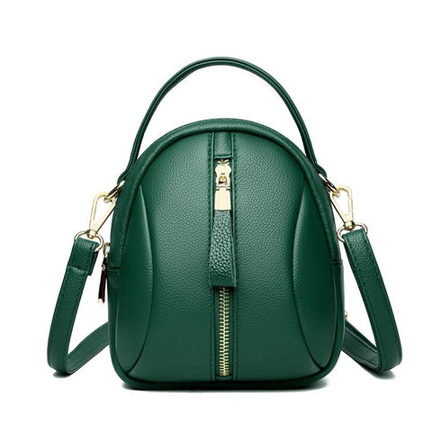 Faux PU Leather Shoulder Bag Handbag Multi Pocket Detachable Strap Tea Green