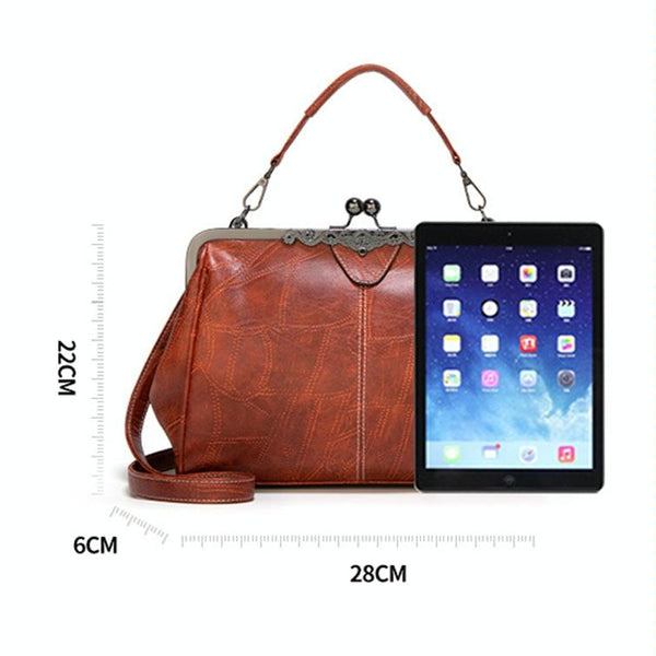 Purse Style Clasp PU Leather Crossbody Shoulder Bag Handbag Vintage Buckle Coffee