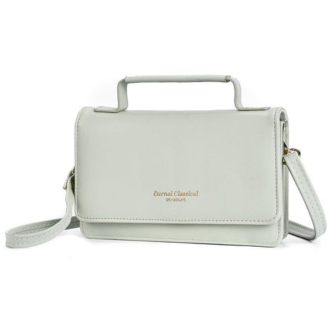 Faux PU Leather Versatile Small Shoulder Mobile Phone Bag Light Green