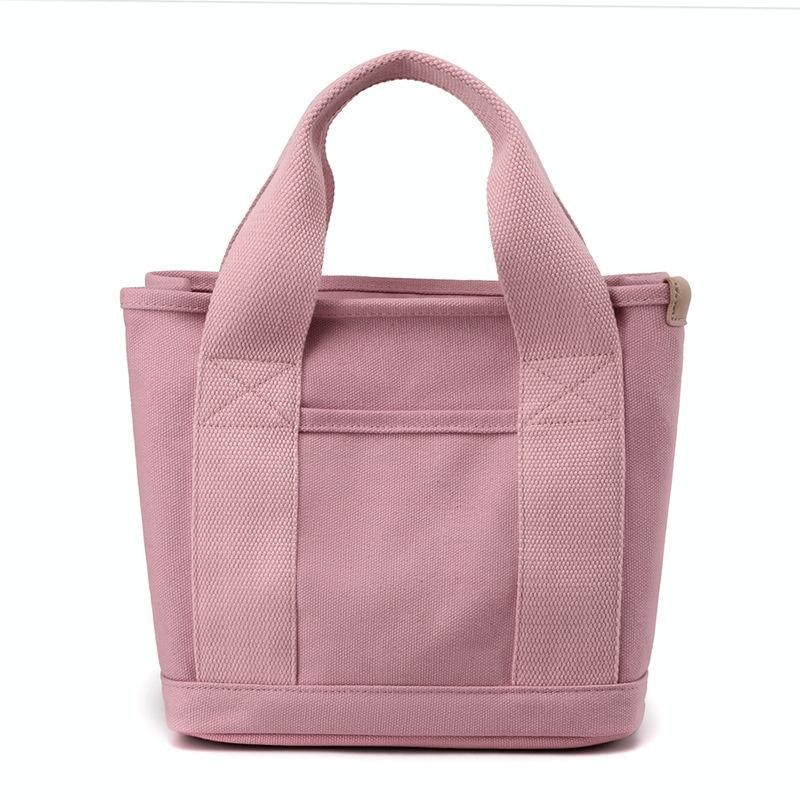 Durable Canvas Multi Compartment Top Handle Tote Bag Handbag Pink