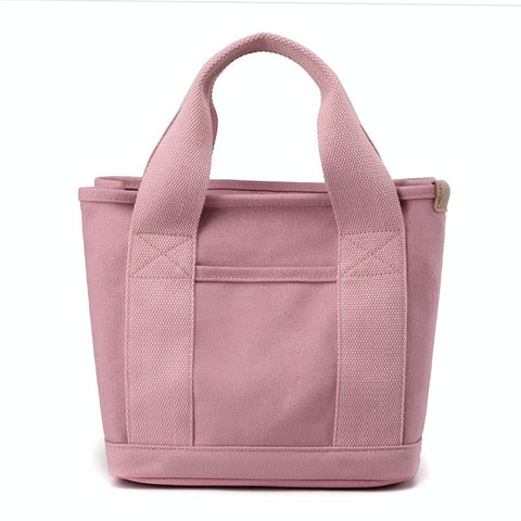 Durable Canvas Multi Compartment Top Handle Tote Bag Handbag Pink