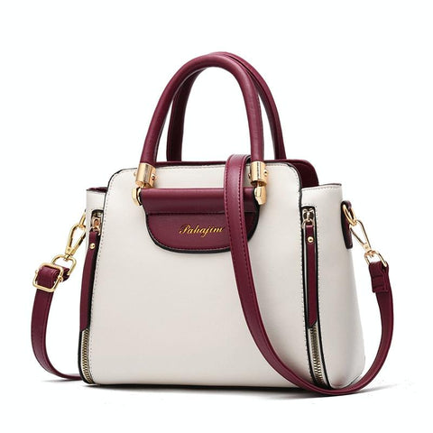 Faux PU Leather Crossbody Shoulder Bag Handbag Gold Hardware White Red Wine