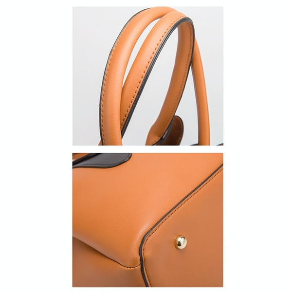 3 Pce Faux PU Leather Tote Shoulder Crossbody Clutch Bag Handbag Set Pink