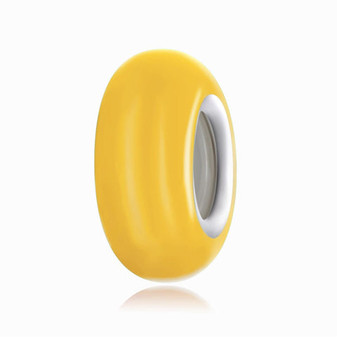 Yellow Enamel Platinum Plated Sterling Silver Spacer Bead Bracelet Necklace