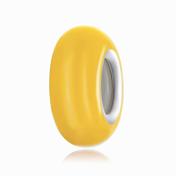 Yellow Enamel Platinum Plated Sterling Silver Spacer Bead Bracelet Necklace