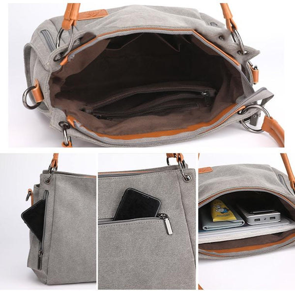 Canvas Crossbody Shoulder Tote Bag Handbag Purple