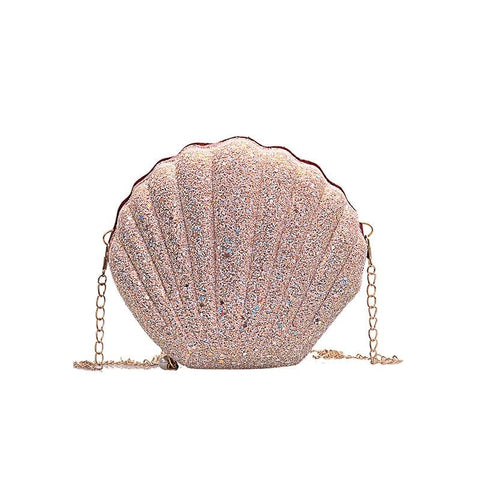 Sequined Shell Crossbody Shoulder Bag Handbag Evening Party Pink
