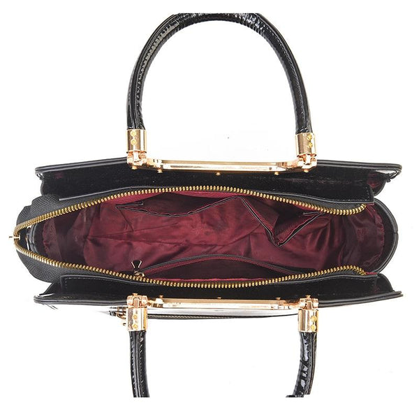 Faux PU Leather Tote Shoulder Bag Handbag Gold Hardware Apricot Black