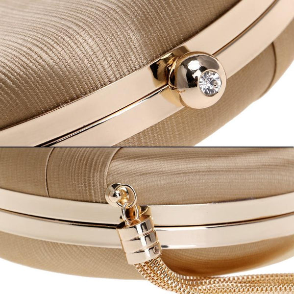 Faux Silk Round Evening Wedding Party Clutch Shoulder Bag Handbag Green