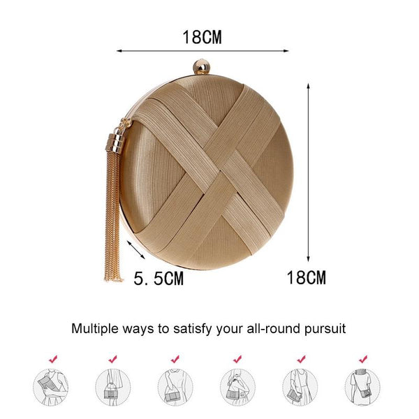 Faux Silk Round Evening Wedding Party Clutch Shoulder Bag Handbag Green