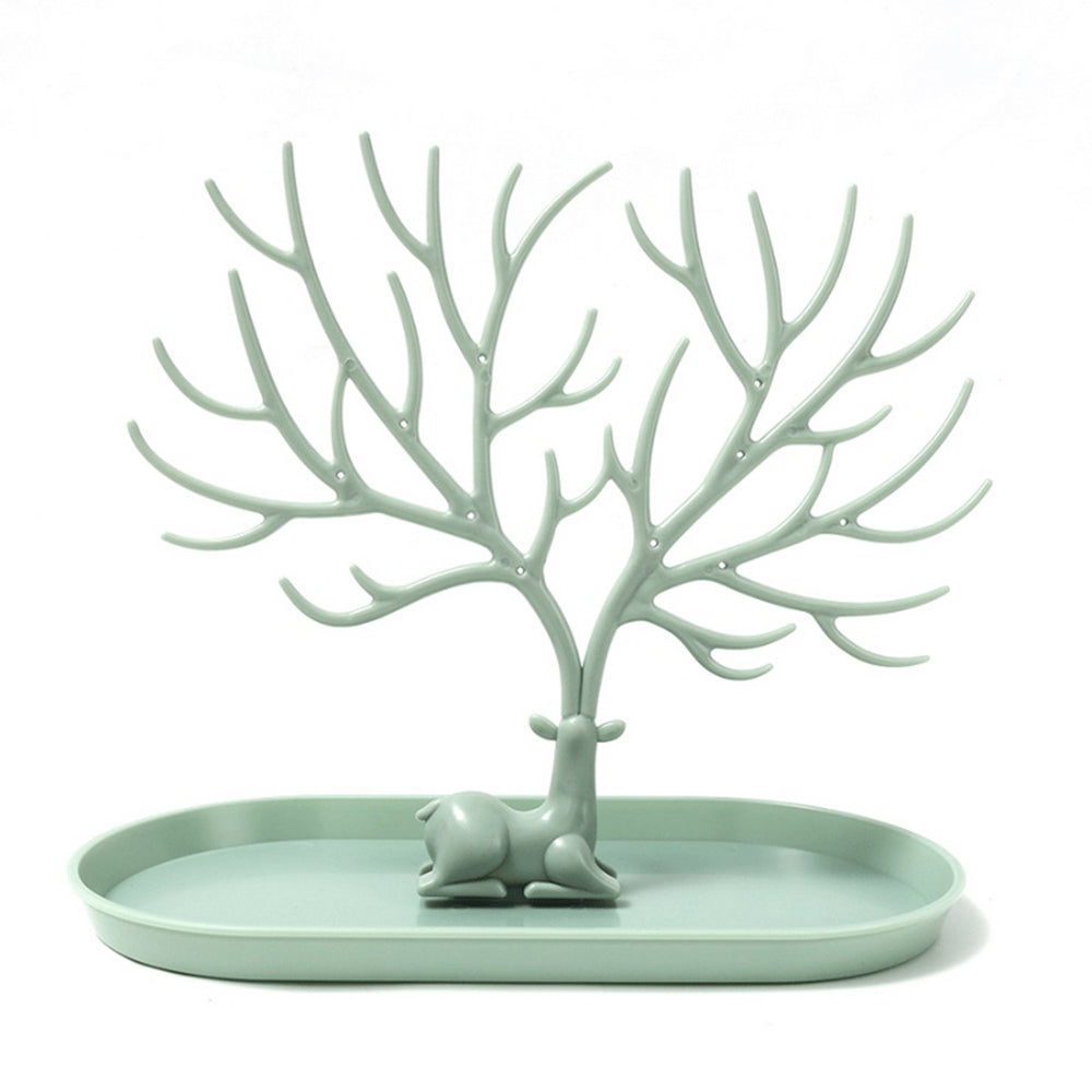 Deer Antler Tree Jewellery Display Stand Ring Earring Necklace Bracelet Green