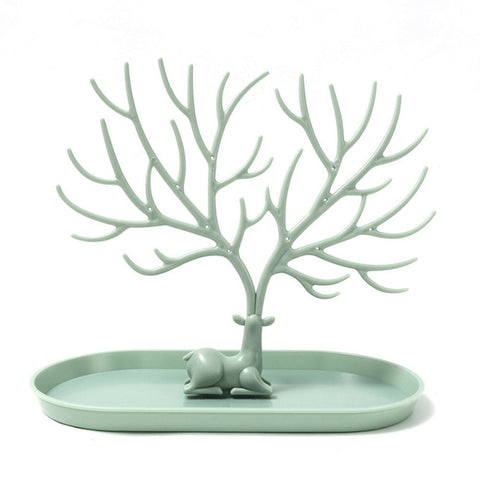 Deer Antler Tree Jewellery Display Stand Ring Earring Necklace Bracelet Green
