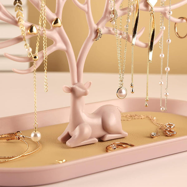 Deer Antler Tree Jewellery Display Stand Ring Earring Necklace Bracelet Green