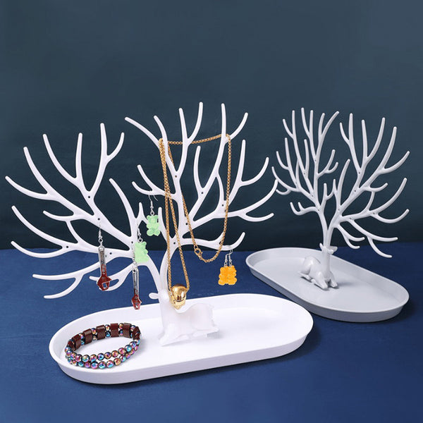Deer Antler Tree Jewellery Display Stand Ring Earring Necklace Bracelet Green