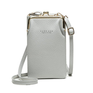 Faux PU Leather Crossbody Shoulder Bag Handbag Multi Pocket Grey
