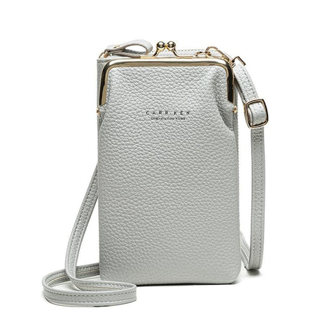 Faux PU Leather Crossbody Shoulder Bag Handbag Multi Pocket Grey