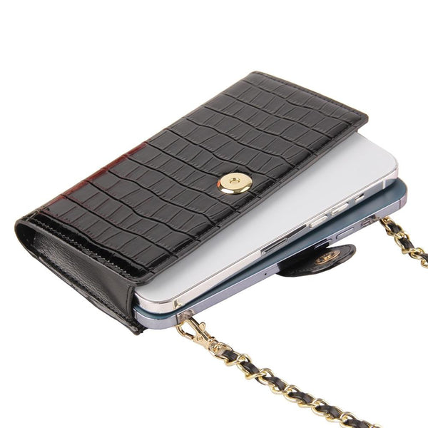 Faux PU Leather Crocodile Crossbody Shoulder Bag Chain Straps Sapphire Beige