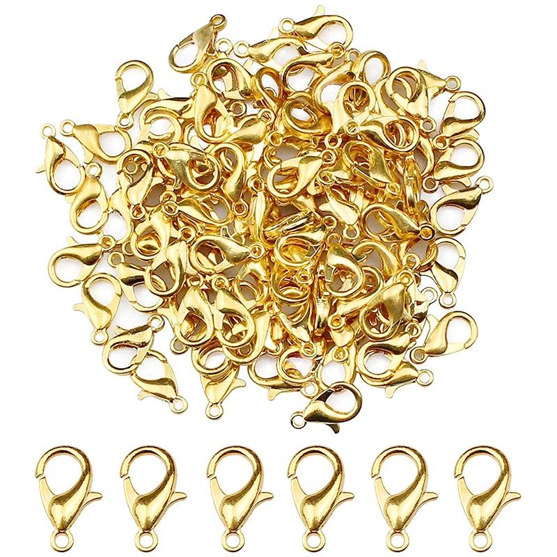 100 x Alloy Lobster Claw For DIY Jewelry Jewellery Crafts 12mm Gold