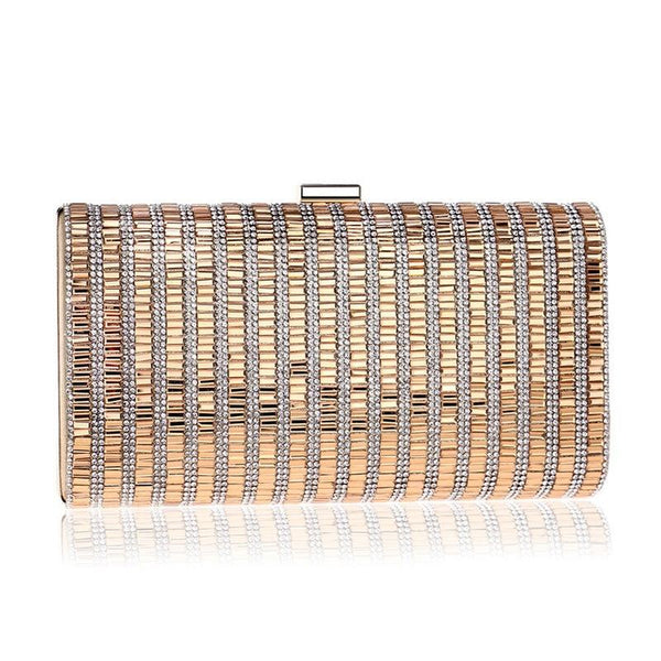 Beaded Rectangular Evening Wedding Party Clutch Bag Handbag Gold