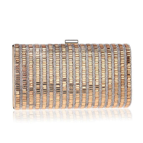 Beaded Rectangular Evening Wedding Party Clutch Bag Handbag Gold