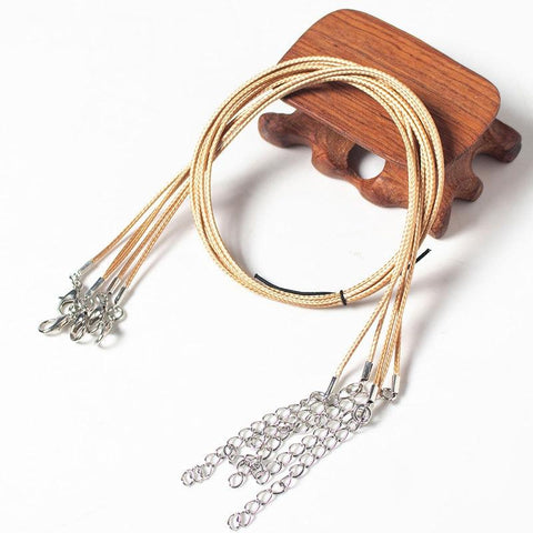 100 x Wax Rope Polyester Lanyard Jewellery Pendant Necklace 45cm Khaki