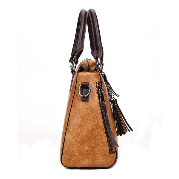 Faux PU Leather Crossbody Shoulder Tote Bag Handbag Tassel Red