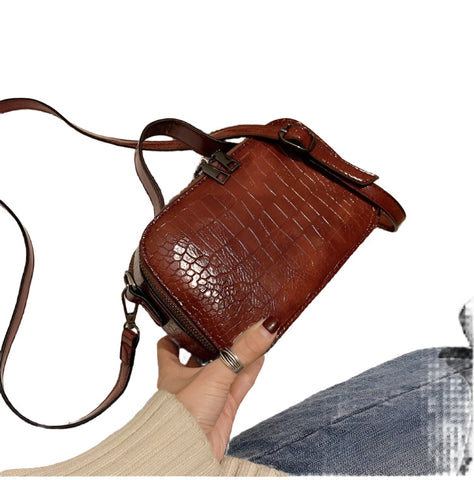 Faux PU Leather Shoulder Crossbody Handbag Bag Snakeskin Pattern Red