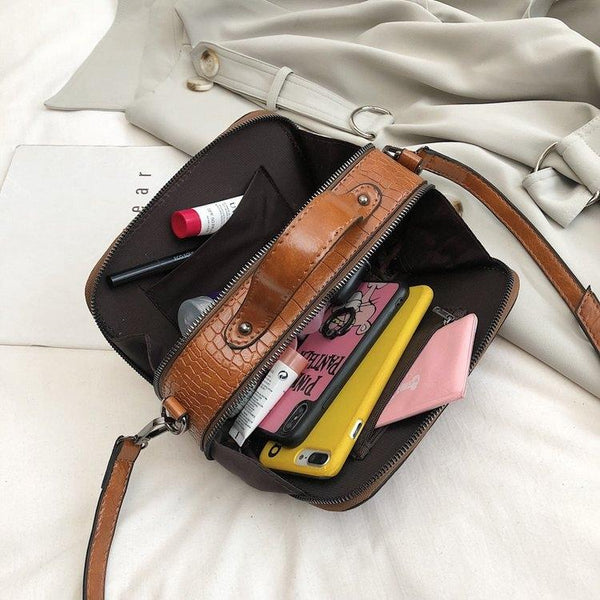 Faux PU Leather Shoulder Crossbody Handbag Bag Snakeskin Pattern Red