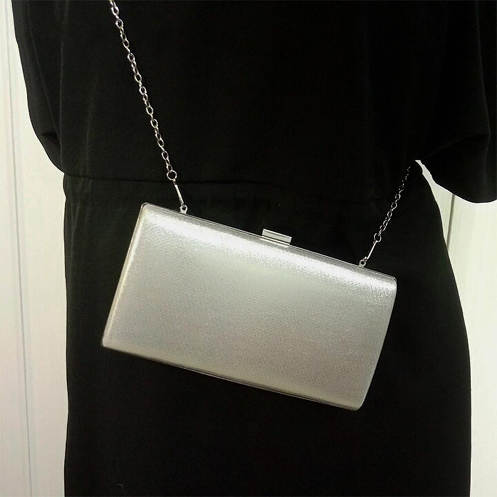 Square Evening Party Clutch Shoulder Bag Handbag Wedding Party Events Silver