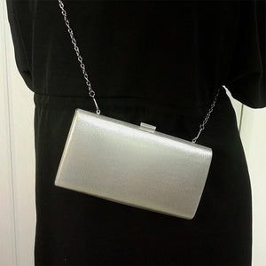 Square Evening Party Clutch Shoulder Bag Handbag Wedding Party Events Silver