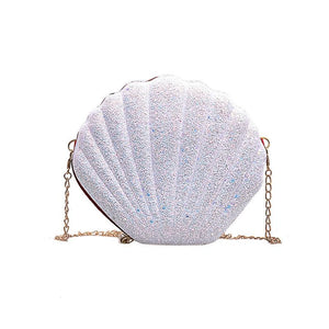 Sequined Shell Crossbody Bag Single Shoulder Fashion Accessory - White