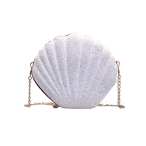 Sequined Shell Crossbody Bag Single Shoulder Fashion Accessory - White