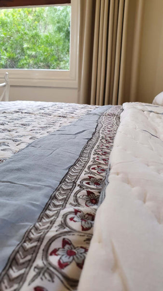 Kolka Palm Pine Cotton Reversible Comforter Bedspread Coverlet Blue King Size