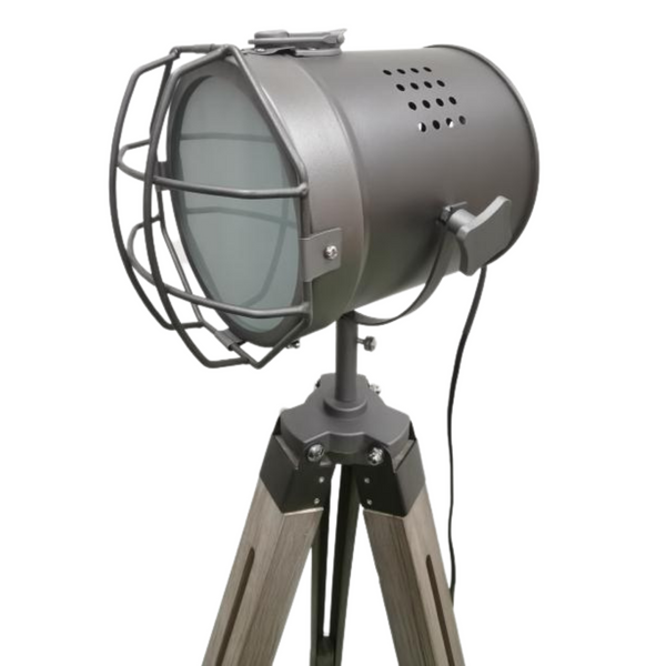 Nautical Tripod Searchlight Modern Spot Retro Industrial Floor Lamp Light Grey 139cm