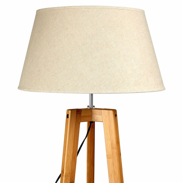 Large Tripod Floor Lamp Light Linen Shade Modern Bamboo Vintage Wooden Retro