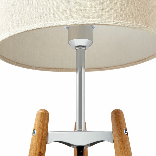 Bamboo Tripod Table Side Lamp Light Modern Vintage Beige Linen Shade 73cm