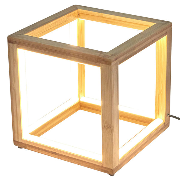 Bamboo Cube LED Bedside Side End Coffee Table Lamp Light 20cm