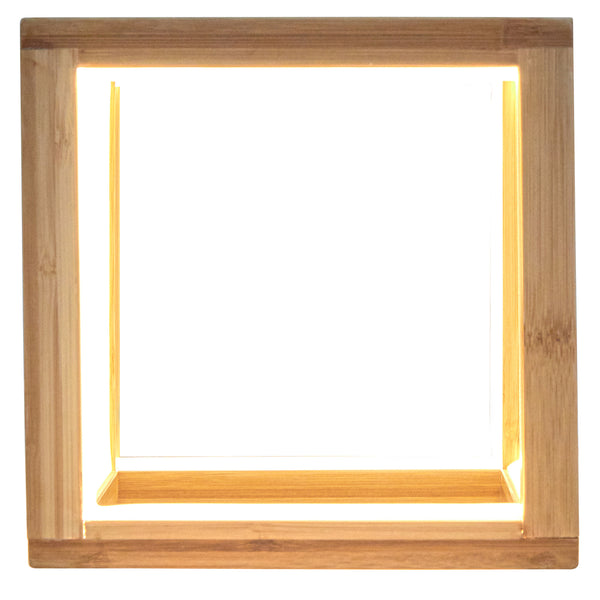 Bamboo Cube LED Bedside Side End Coffee Table Lamp Light 20cm