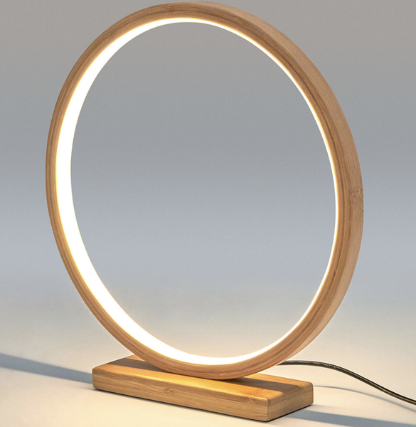 Bamboo Ring Circle LED Bedside Side End Coffee Table Lamp Light 32cm