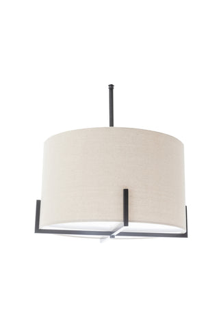Modern Scandi Metal Hanging Ceiling Pendant Lamp Light Linen Shade Matte Black